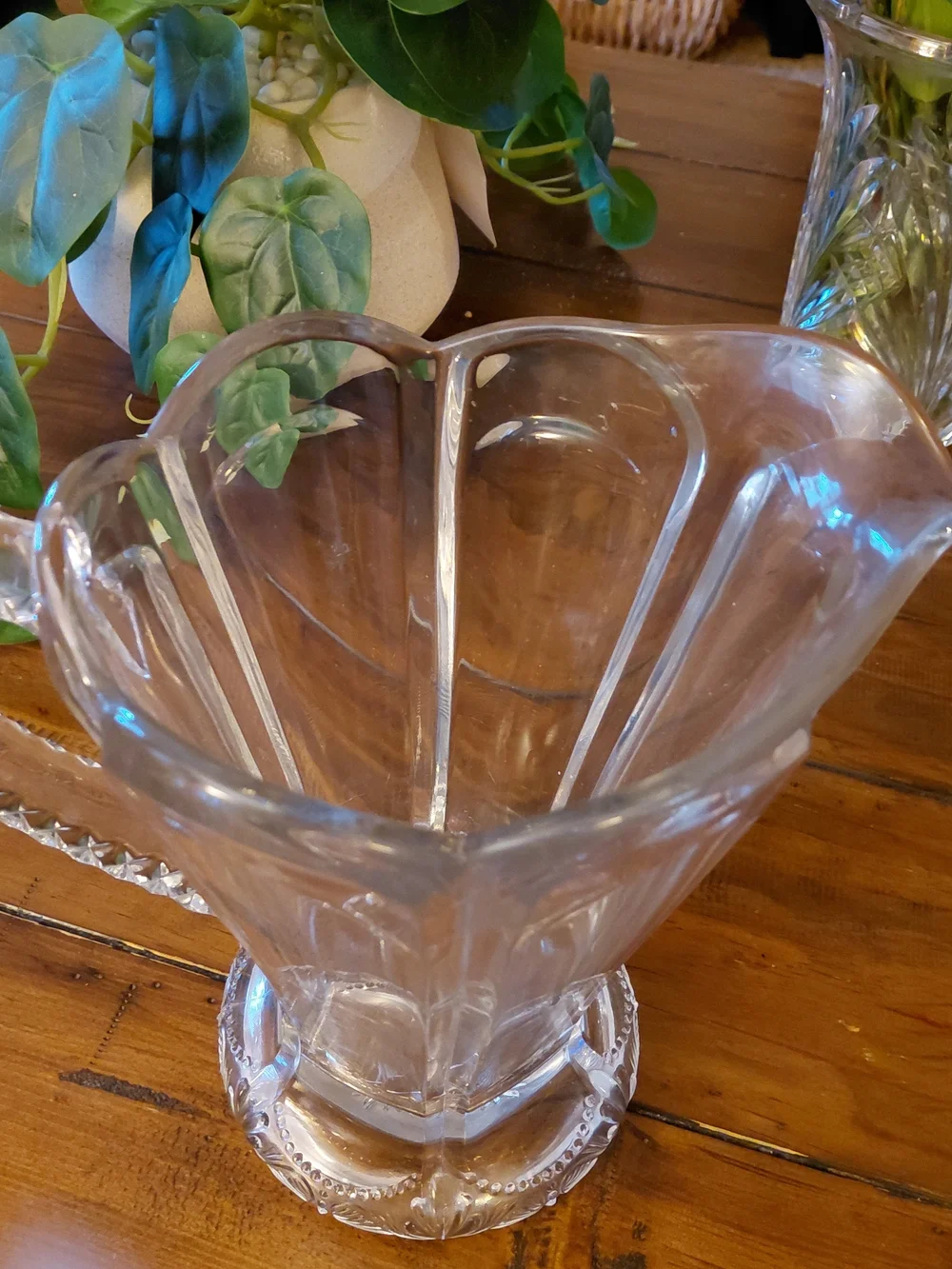 RARE 1903 Northwood UV Glass Vtg Winsome Pattern Water Pitcher - 9”